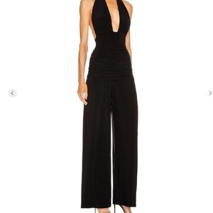 NEW NORMA KAMALI x FWRD Halter Straight Leg Jumpsuit Black Wide Leg Large